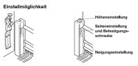 Höheneinstellung, Seiteneinstellung und Neigungseinstellung des Tablarauszuges