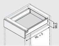 Blum Antaro height M, installation dimensions<br>Note: the furniture front is not included in the scope of delivery!