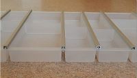 Cutlery tray insert translucent white, set off with elegant aluminium profiles