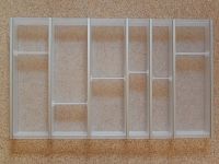 Spacious cutlery tray insert translucent white, for 90 cm cabinet width