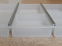 Cutlery tray plastic, translucent white - injection moulding technique - for 120 cm wide cupboar