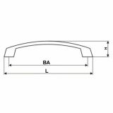 Bügelgriff 2103, Bohrabstand (BA) 128 mm, Länge (L) 149 mm, Höhe (H) 26 mm