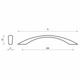 Maße des Bogengriffs 2112: Länge (A) 127 mm, Breite (C) 10 mm, Höhe (B) 24 mm