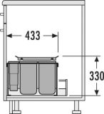 Hailo 3630-45 XXL, Mülltrennsystem für vorhandenen Frontauszug mit 45 cm Schrankbreite