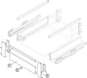 Front set with crosswise railing for Blum Merivobox internal pot-and-pan drawers Height E