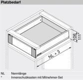 Merivobox: Platzbedarf Höhe M Innenschublade