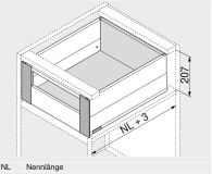 MerivoBox internal drawer height E with glass front, made to measure