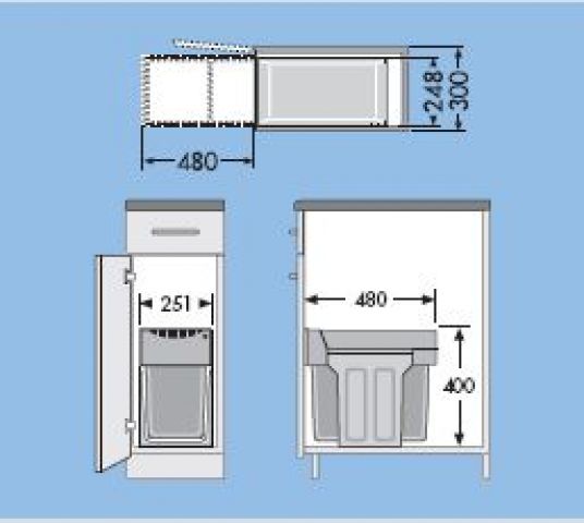 Hailo Terzett 3666-19 Abfalleimer Mülleimer 1x15/2x7 Liter