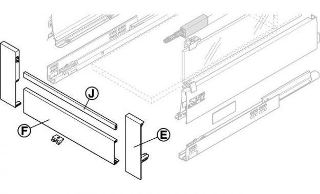 Frontset für Innenauszüge Blum Tandembox Antaro Höhe D