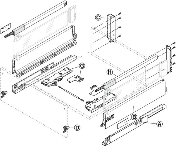 Tandembox Antaro C (Reling) mit Tip-On+Blumotion