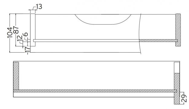 Querschnitt und Vermaßung der Holzinnenschublade z.B.: 87mm Seitenhöhe