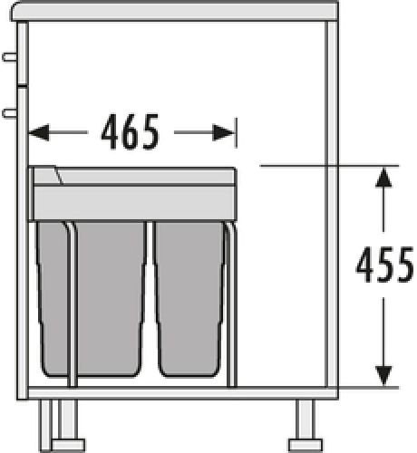 Einbauhöhe 45,5 cm, Einbautiefe 46,5 cm