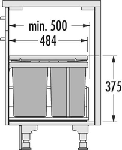 Hailo Tandem 30 - Einbaumaße: Breite 25,9 cm, Tiefe 48,4 cm, Höhe 37,5 cm