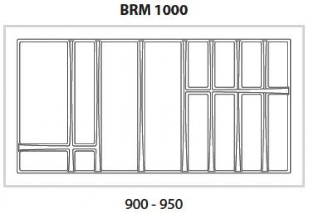 Skizze der Einteilung des Besteckeinsatzes Dirks Bridge 100