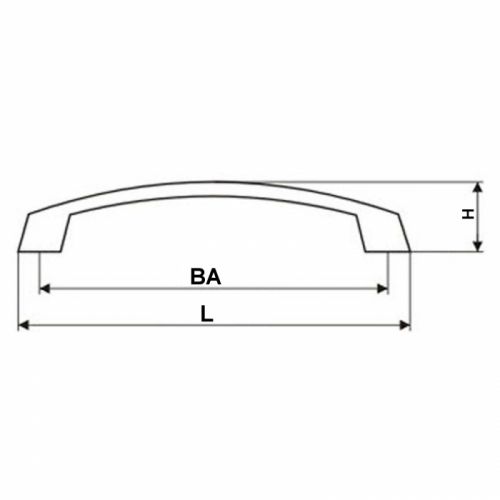 Bügelgriff 2103, Bohrabstand (BA) 96 mm, Länge (L) 117 mm, Höhe (H) 26 mm