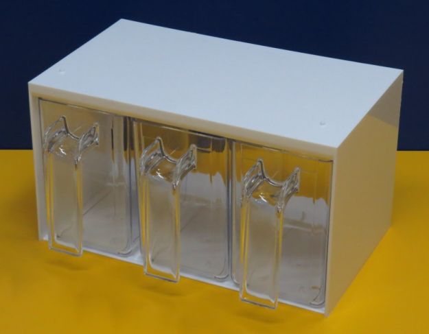 Plastic chute shelf with 3 chutes, from 30 cm cabinet width