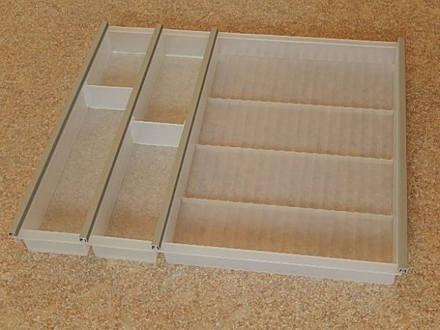 Cutlery and spice tray plastic white translucent for 60 cm cabinet width