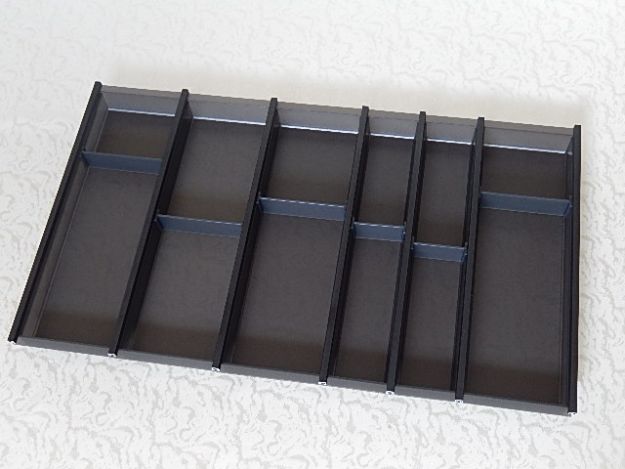 Besteklade zwart doorschijnend voor 90 cm kastbreedte, met variabele legbordverdelers
