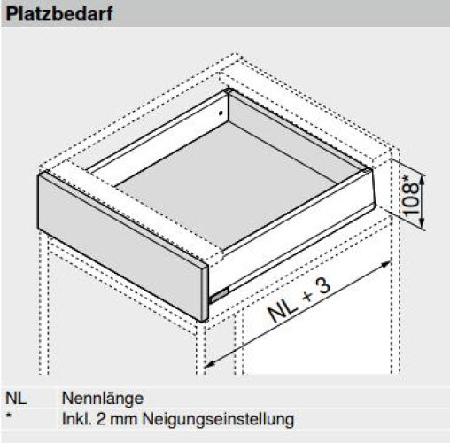 Merivobox: Platzbedarf Höhe M 108mm