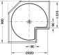 Klassiek scharnier - 3/4-cirkel voor hoekkasten met draaideuren, 90 cm rompbreedte